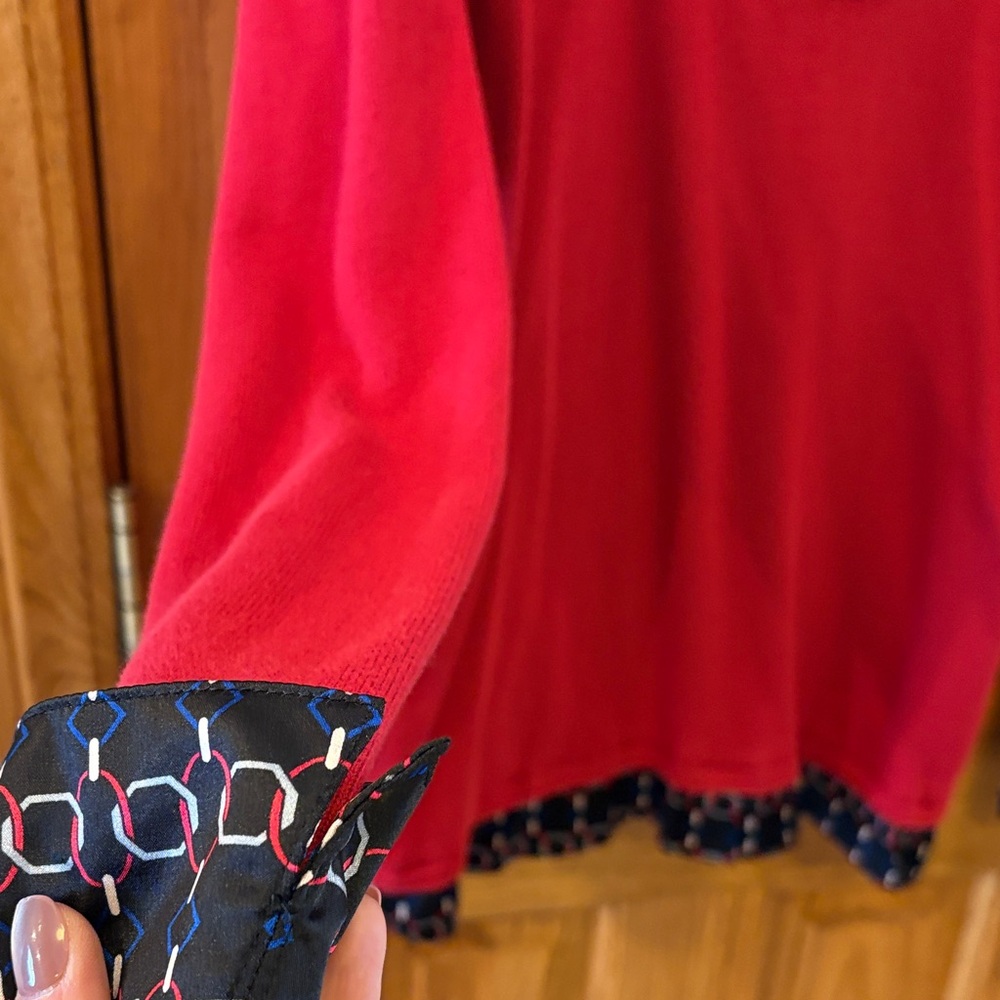 Notations Red Layered-Look Sweater with Geometric-Pattern - Picture 6 of 10